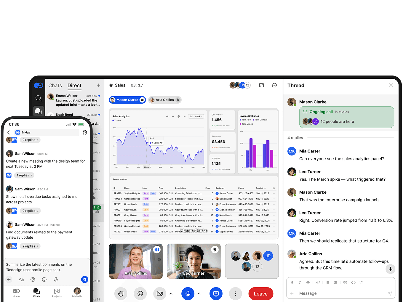 BridgeApp on desktop and mobile