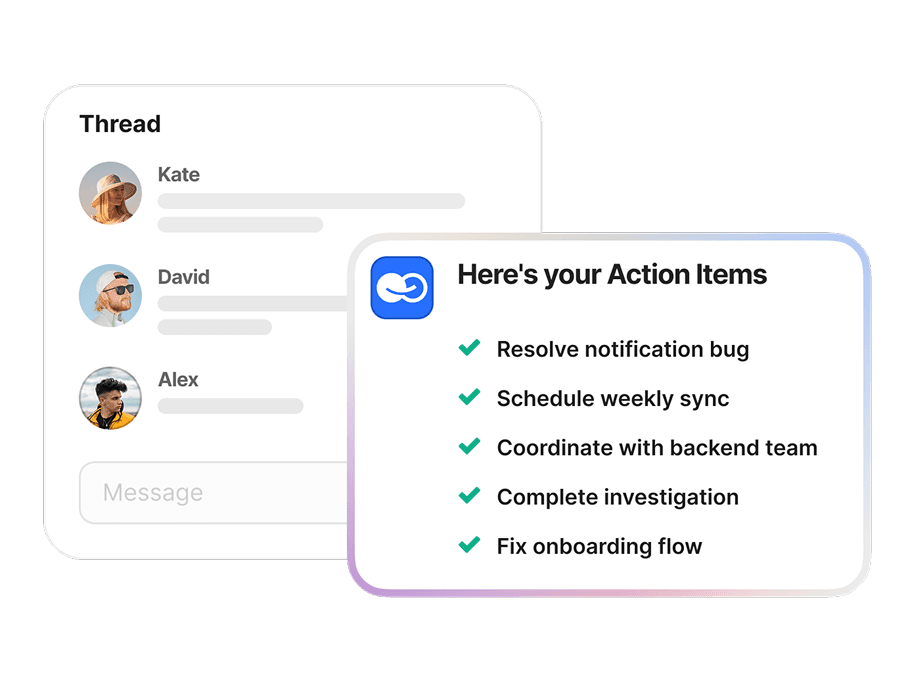 Bridge creates action items from a conversation