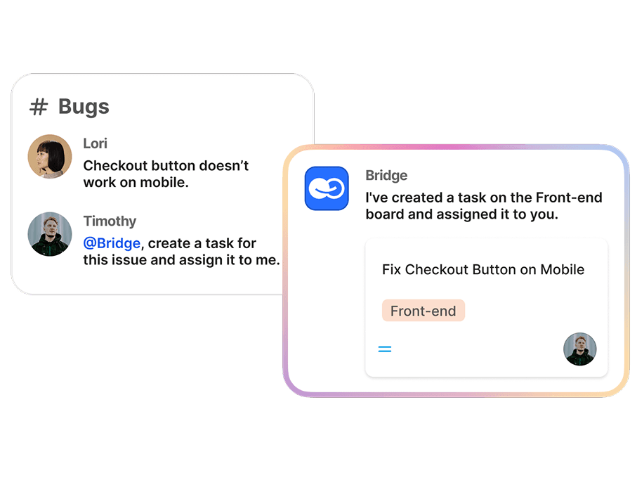 Bridge creates and assigns a task from a chat message