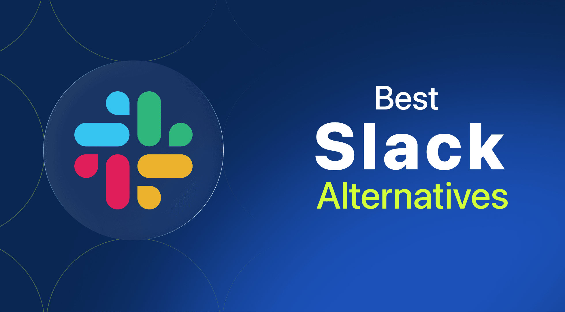 Slack logo with text 'Best Slack Alternatives' on a dark blue background.