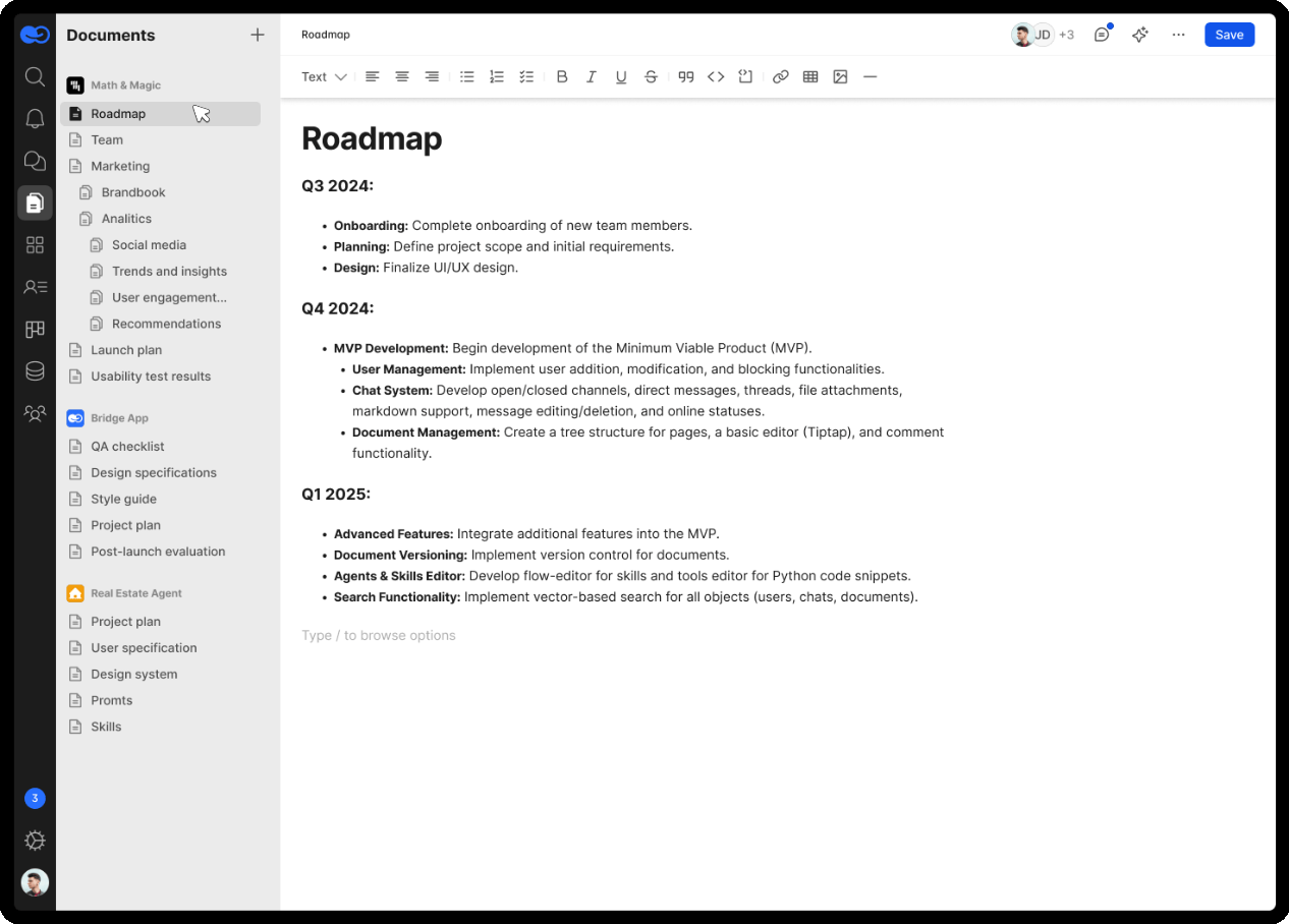 Bridge — Workspace for Teams: AI Agents, Tasks, Knowledge Base